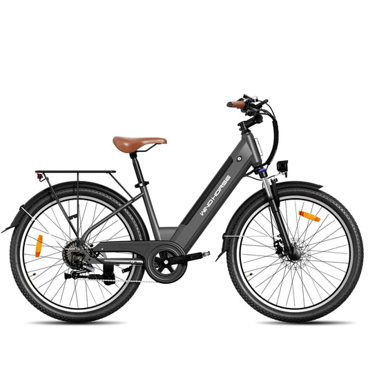 Grey WindHorse F2 E Bike on a white background