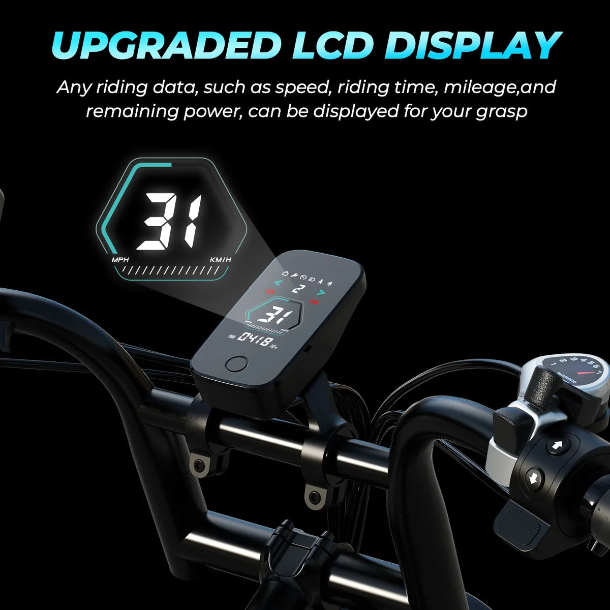 WindHorse V8 Pro 750W Fat Tire Electric Bike In Black Colour Upgraded LCD Display