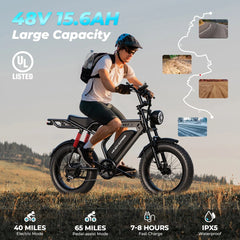 WindHorse V8 Pro 750W Fat Tire Electric Bike with powerful 48 v 15.6 Battery