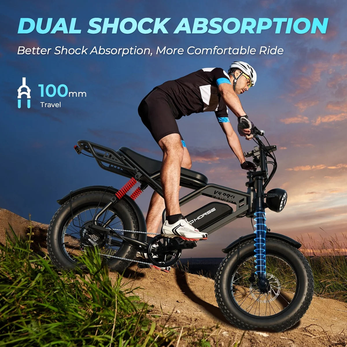 WindHorse V8 Pro 750W Fat Tire Electric Bike Dual Shocks
