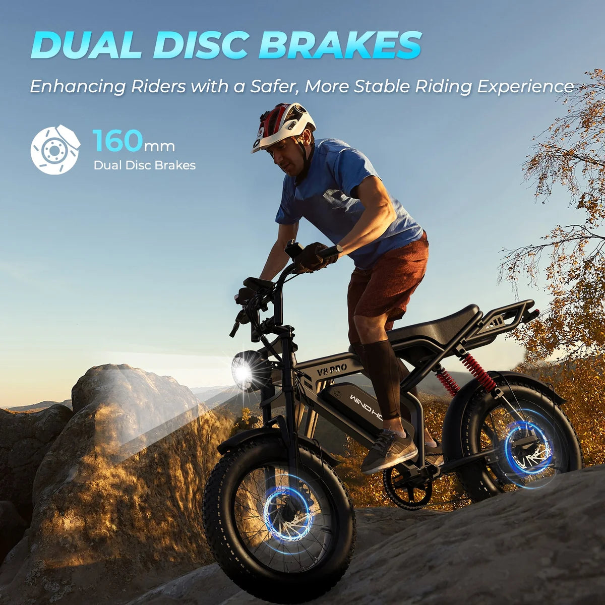 WindHorse V8 Pro 750W Fat Tire Electric Mountain Bike size 20 Dual disc brakes